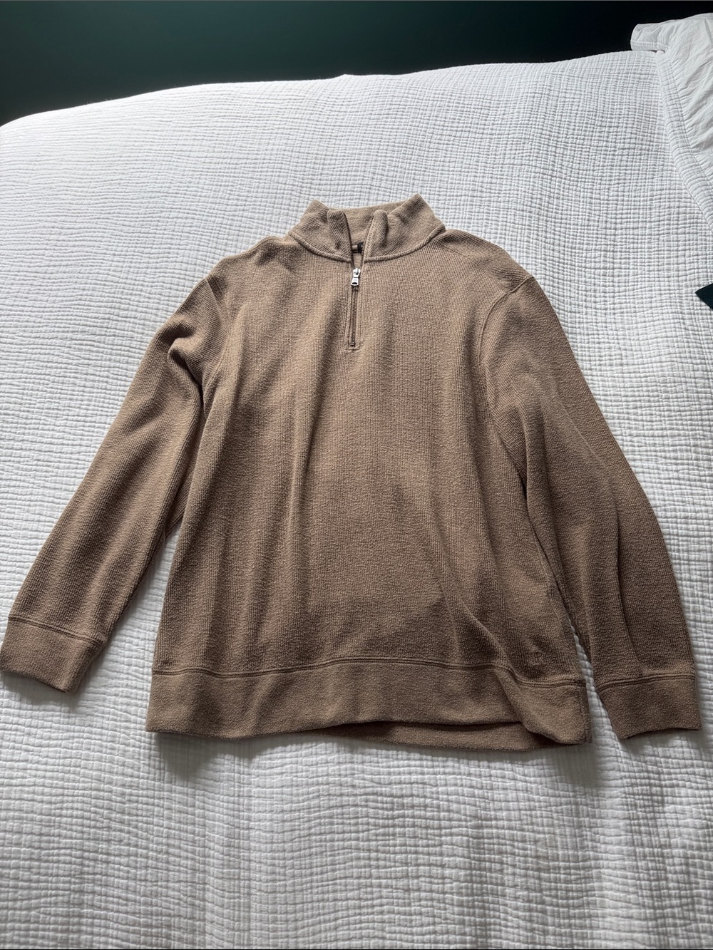 Banana Republic Men's Zip-Up Mock Neck Sweater in Taupe Brown